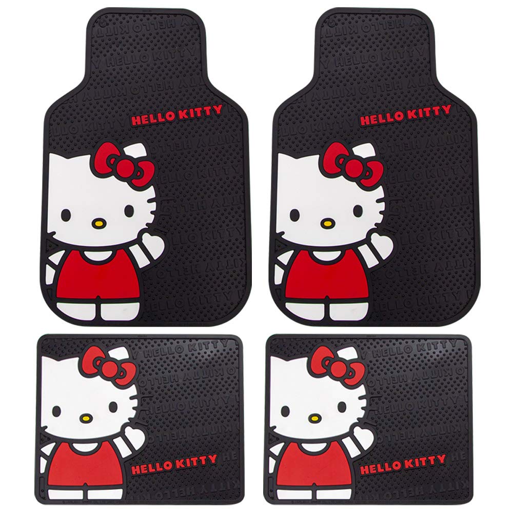 Sanrio Hello Kitty Car Floor Mats - Non-Slip Rubber Seat Covers for SUV, Truck & Auto - Cute Kawaii Front & Rear Vehicle Accessories - Perfect for Gifts, Anime Fans & Car Decor
