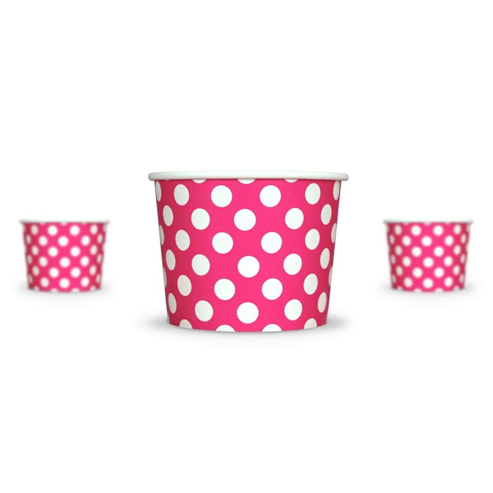 UNIQ 1000-Count 12 oz Disposable Polka Dot Paper Bowls - Pink Dessert Bowls for Ice Cream, Frozen Treats, Hot & Cold Foods | Perfect for Ice Cream Shops, Parties, Catering & Home Use