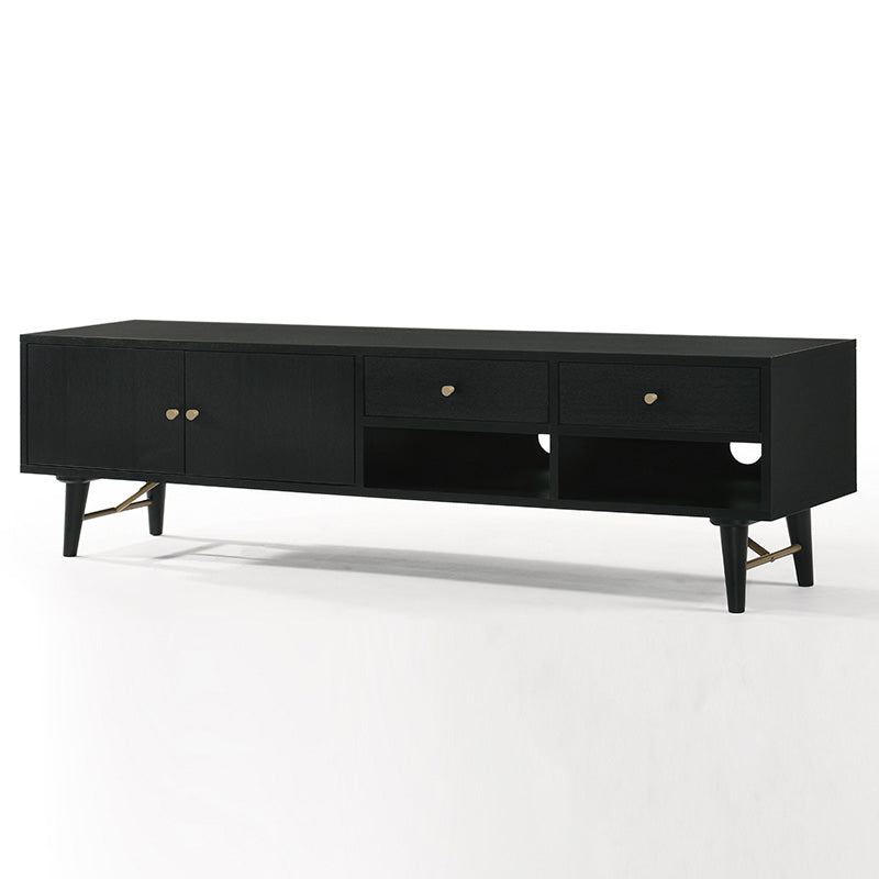 RANIA 170cm Black Ash TV Stand Entertainment Center - Modern Media Console for Living Room, Bedroom & Home Theater