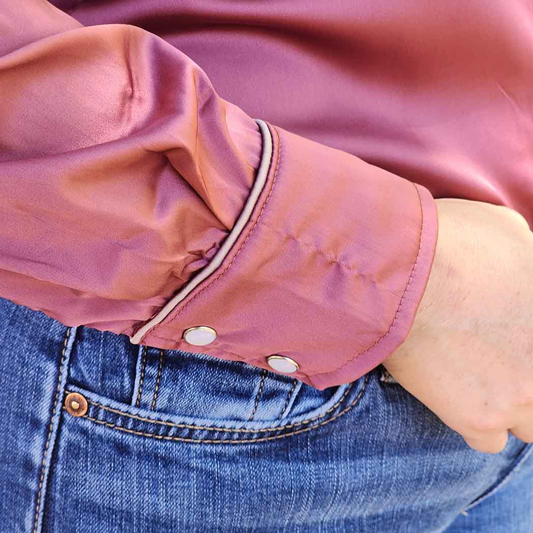 Stylish Berry Satin Puff Sleeve Western Blouse for Women | Trendy Cowgirl Shirt | Perfect for Country Concerts, Rodeos & Western-Themed Parties