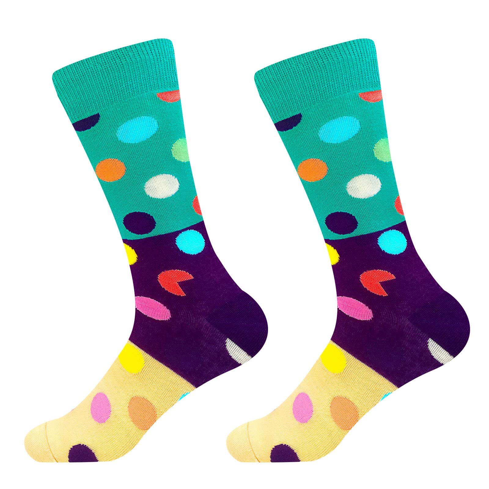 Vibrant Colorful Socks - Funky Patterned Crew Socks for Men & Women - Soft Combed Cotton Stockings (3-Pack) - Perfect for Casual Wear, Gifts, and Fashion Statements
