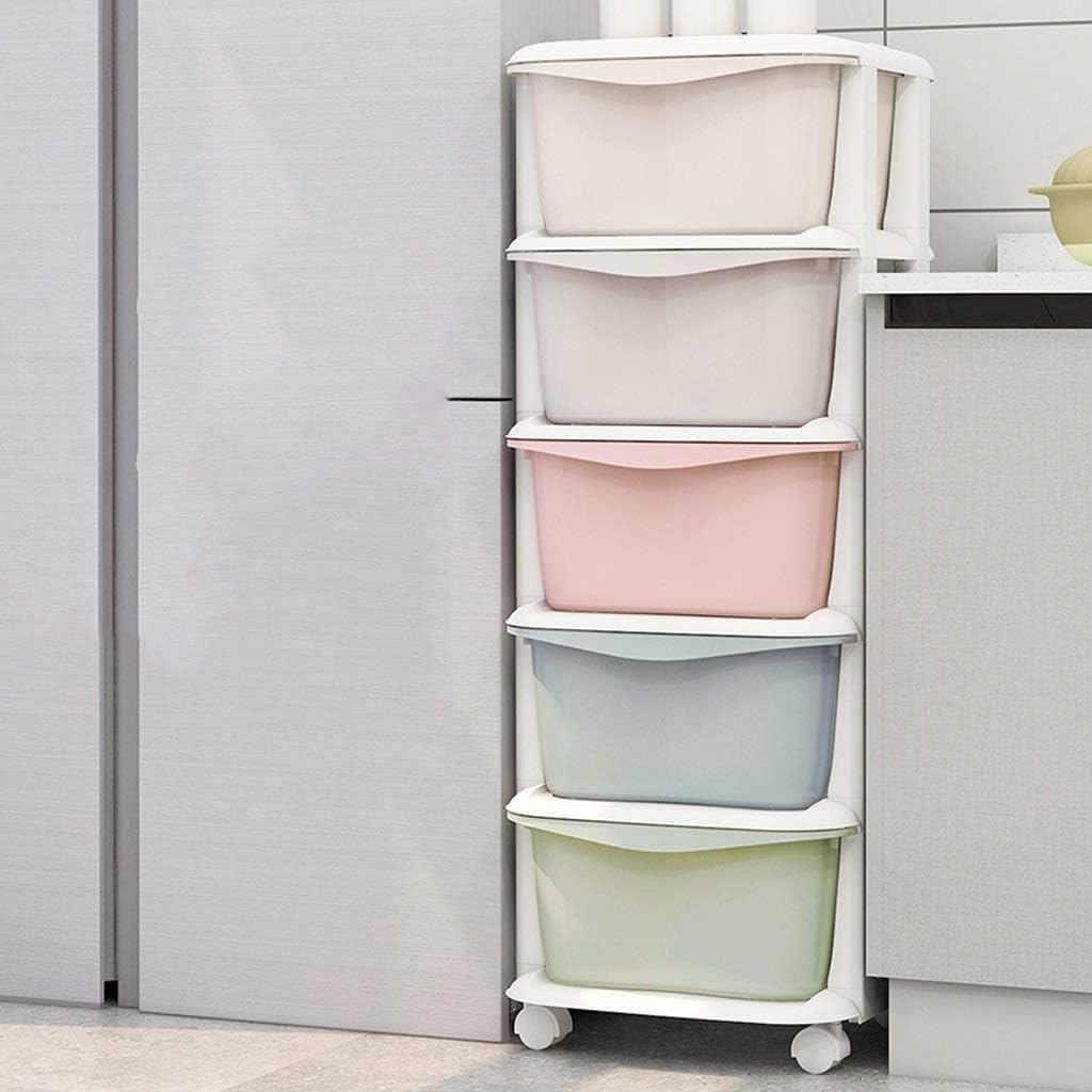 4-Tier Plastic Storage Bins with Slotted Drawers - Dustproof & Moisture Proof Organizer Cabinet (Macaron White) for Bedroom, Closet & Office Organization