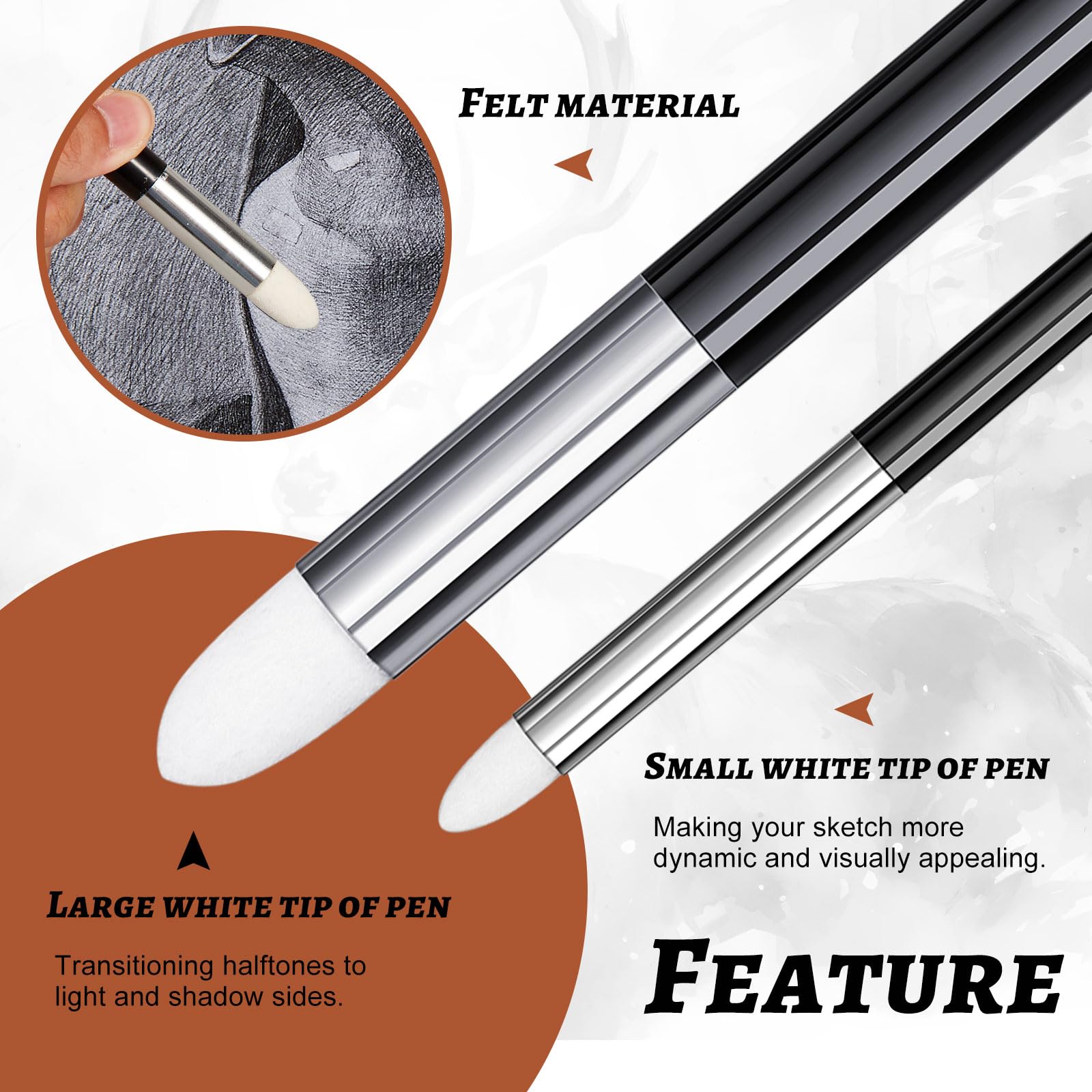 6 Pcs Double Headed Blending Sponge Pen - Washable Reusable Art Blenders for Drawing, Sketching & Highlighting | Perfect for Artists, Students & Makeup Blending | Great for Shadow Correction & Detail Work
