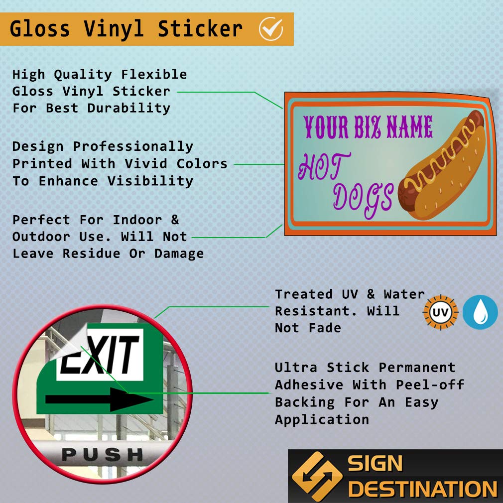 Custom Vinyl Door Decals - Business Name & Hot Dog Food Stickers (58