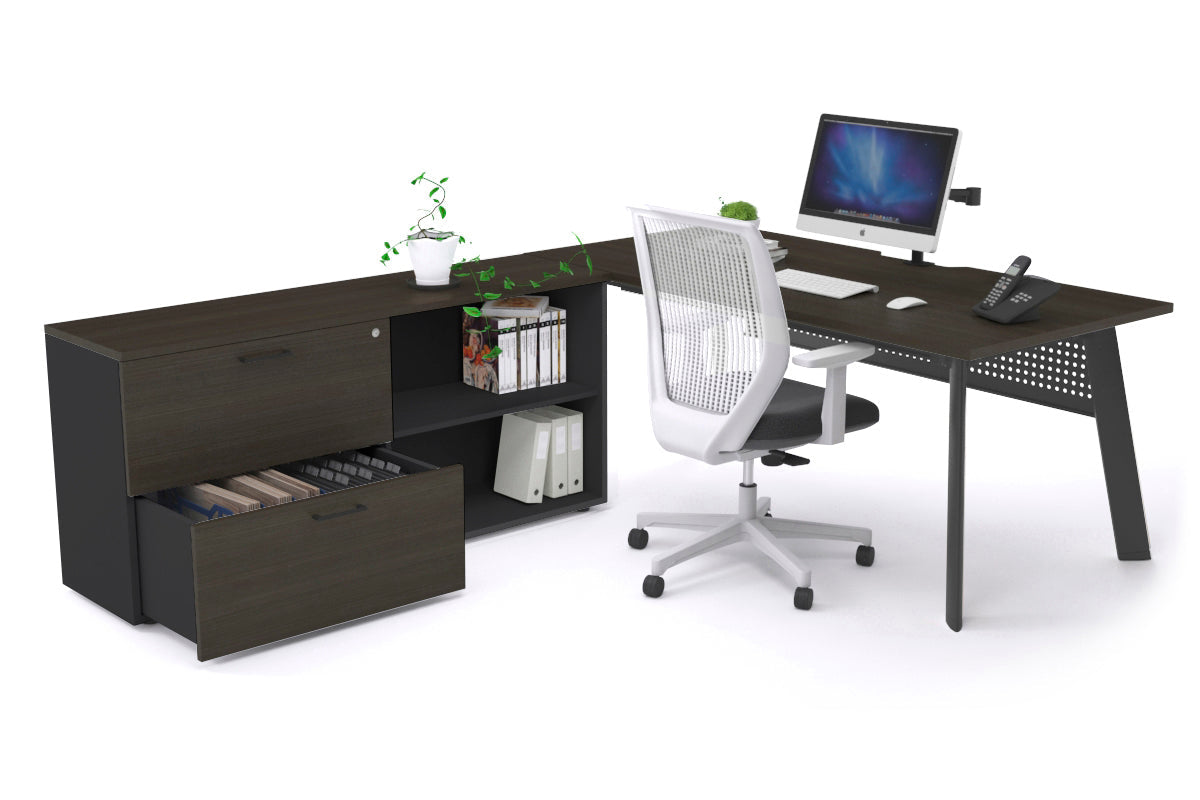 Switch Executive Setting With Uniform Spine Black Frame [1600L x 800W with Cable Scallop] - Premium Office Desk for Modern Workspaces