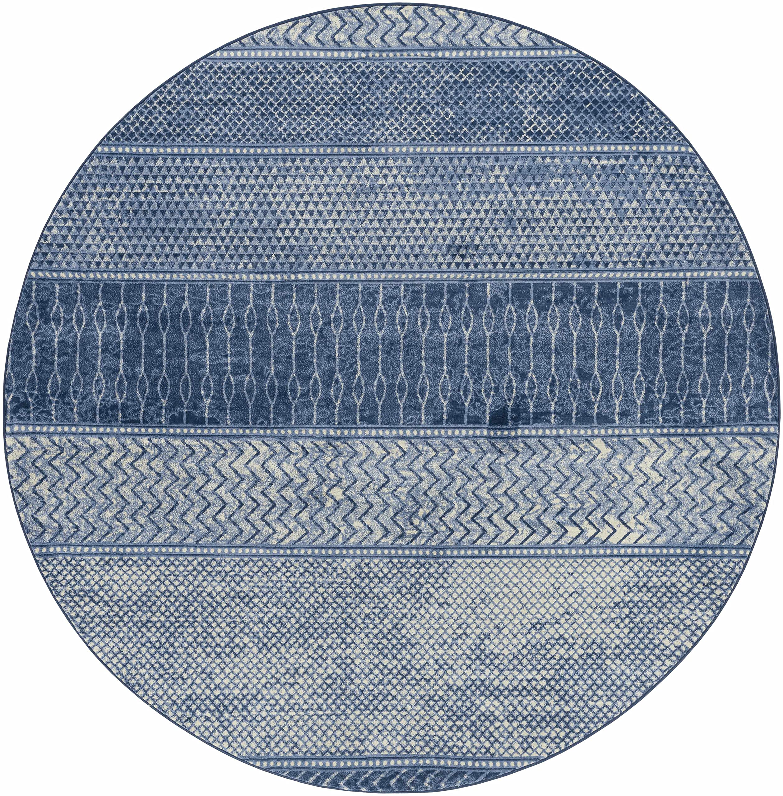 Modern Hauteloom Nampa Area Rug for Living Room & Bedroom - Blue & Ivory - 6'7