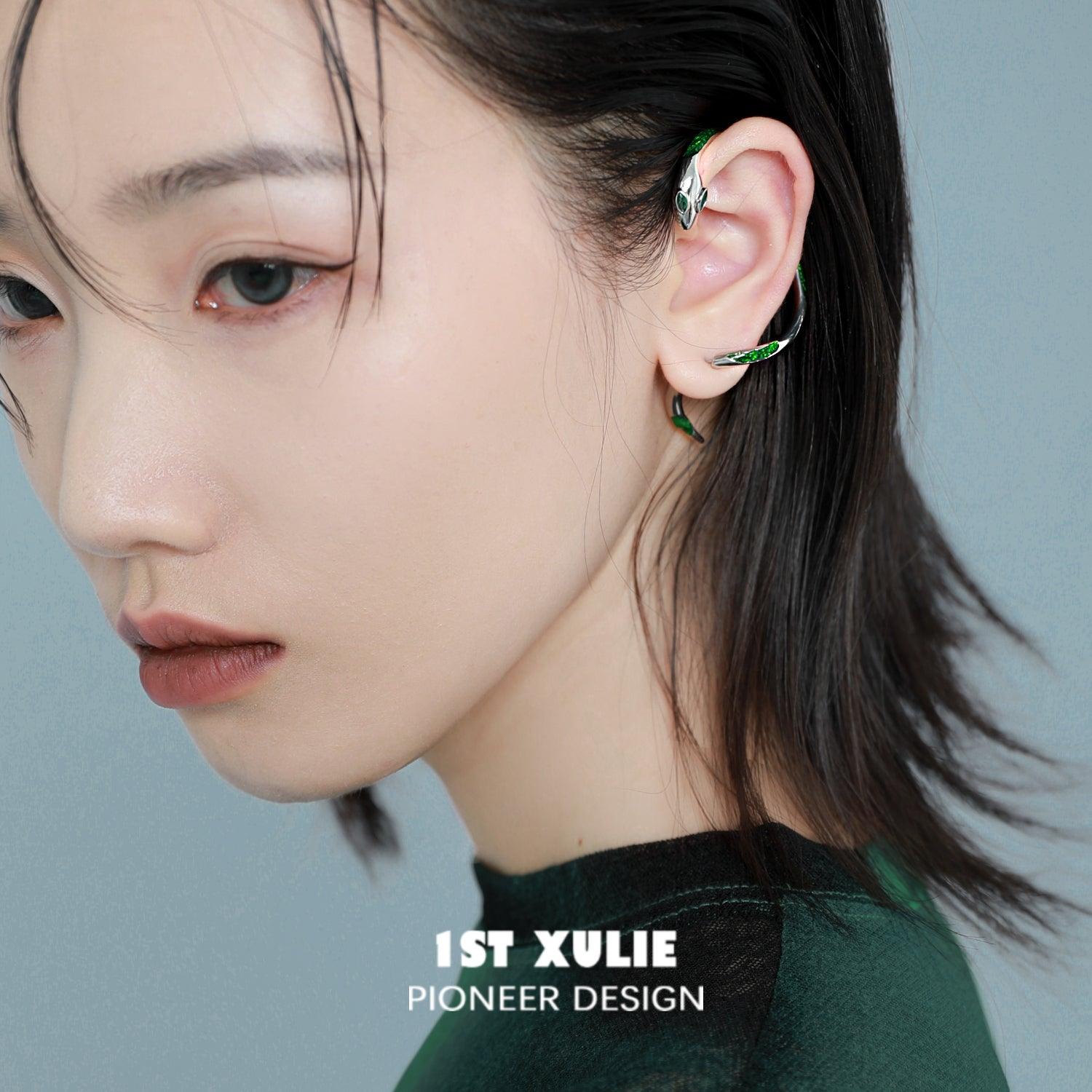 Slytherin House 18k Gold Plated Snake Stud Earrings for Women - Harry Potter Inspired Jewelry Gift for Fans, Cosplay & Everyday Wear