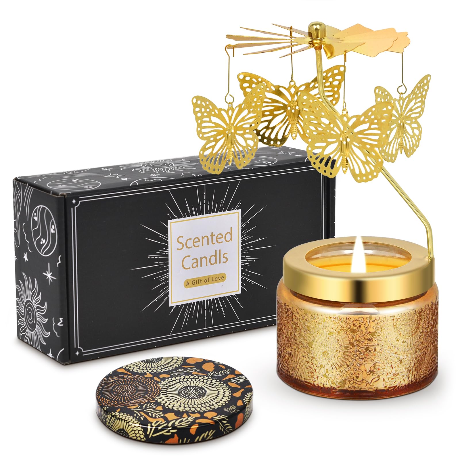 Butterfly Rotating Scented Candles Gift Set - Birthday Christmas Thanksgiving Present for Women, Mom, Sister, Girlfriend, Friends | Home Decor, Romantic Ambiance, Relaxation & Aromatherapy