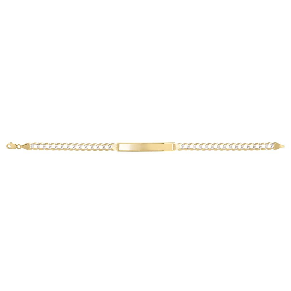 14K Gold 5.7mm Pave ID Curb Bracelet for Women - Elegant Cubic Zirconia Tennis Chain Bracelet for Everyday Wear & Special Occasions