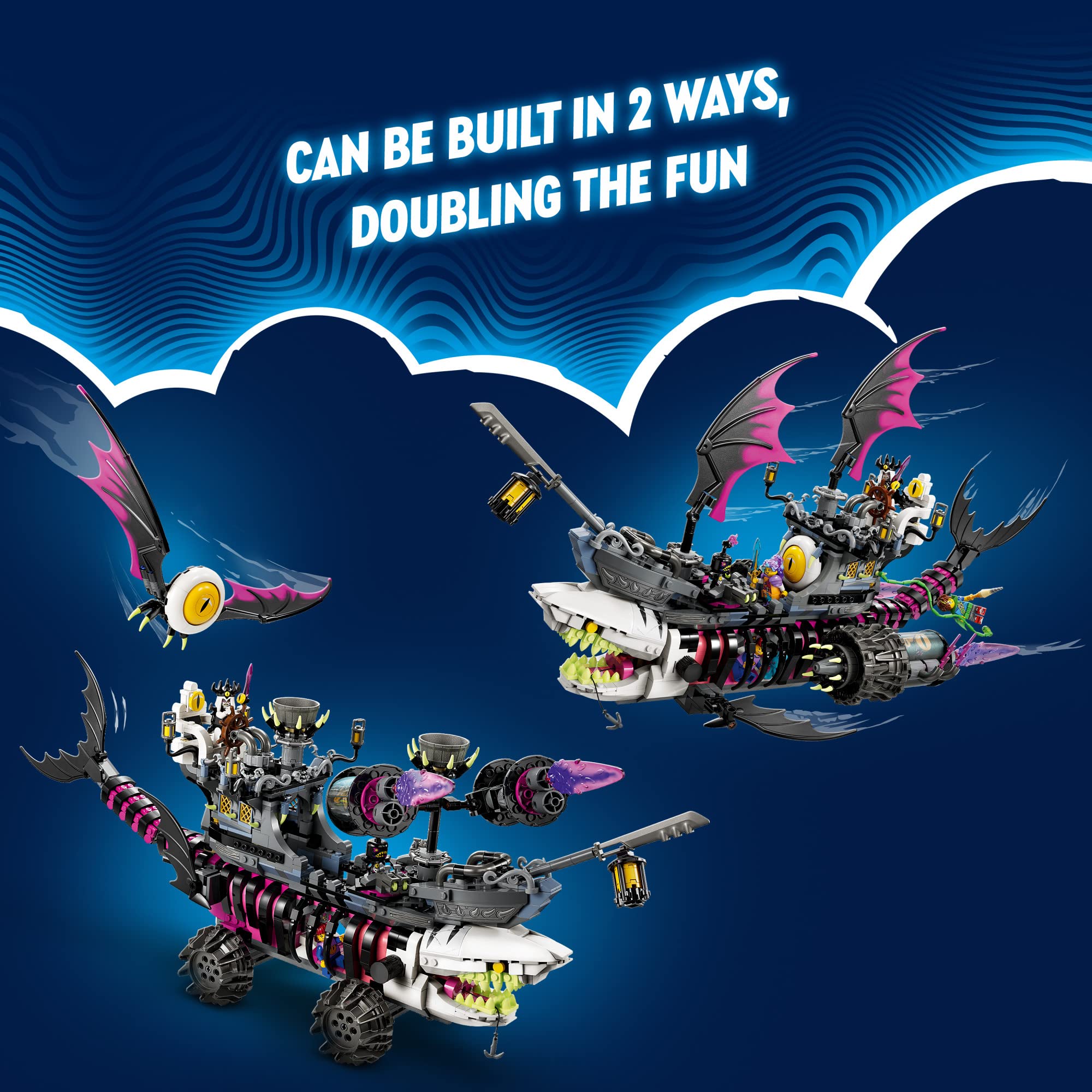 LEGO DREAMZzz Nightmare Shark Ship 71469 Building Set - Pirate Ship & Monster Truck Toy with 4 Minifigures & Shark Figure - Creative Construction Kit for Kids Ages 10+ - Perfect for Imaginative Play, Birthday Gifts & Collectors