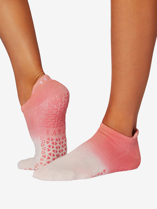 Tavi Noir Savvy Grip Socks - Hot Coral Ombre Non-Slip Yoga Socks for Women, Perfect for Yoga, Pilates, Barre & Home Workouts