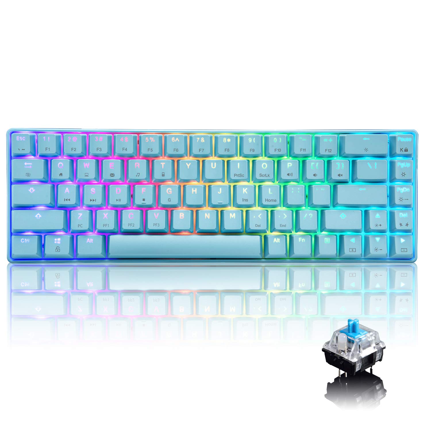 60% Wired Mechanical Gaming Keyboard - RGB Backlit, 68 Keys, Anti-Ghosting for PC/PS4/Xbox/Mac - Compact Design for Esports & Office