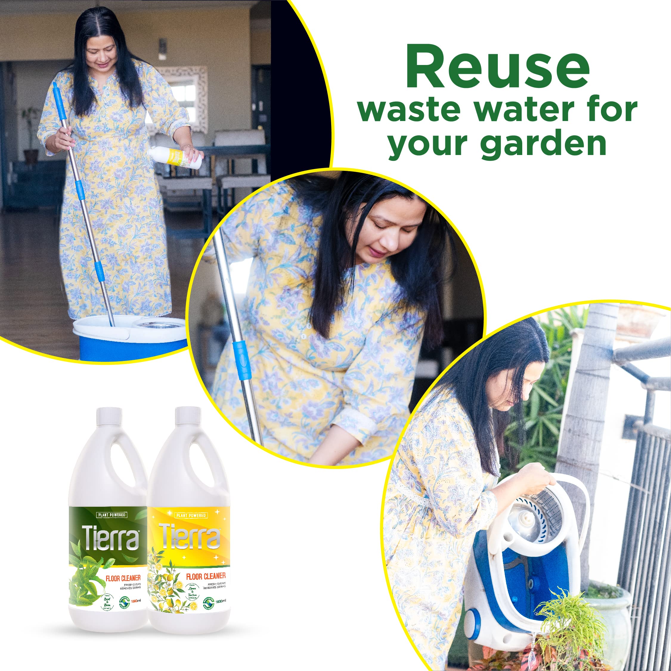 Tierra Floor Cleaner Liquid - 1 Liter | Natural Basil & Neem Extract | Kills Germs & Removes Stains | Safe for Skin, Babies & Pets | Non-Toxic | Ideal for Hardwood, Tile & Laminate Floors