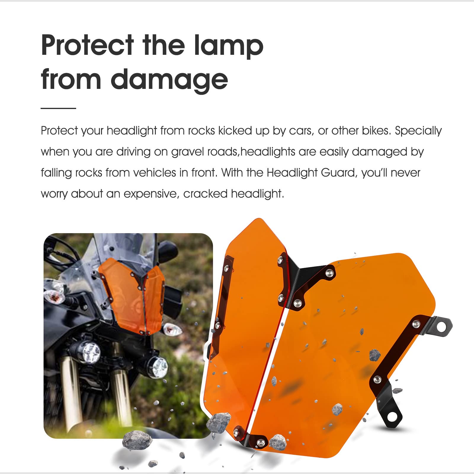 Tenere 700 Motorcycle Headlight Grill Guard - Durable Protective Cover for Yamaha Tenere 700/XTZ700/XTZ690/T7 (2019-2023) - Orange - Perfect for Off-Road Adventures & Trail Riding Protection