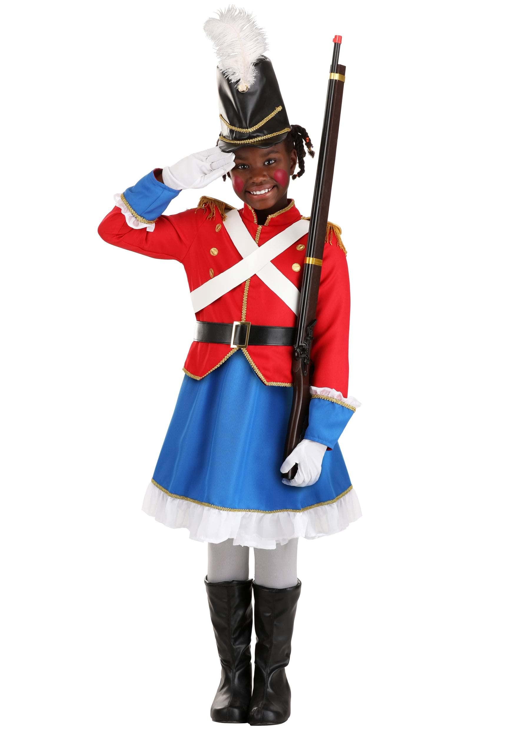 Girl's Toy Soldier Costume for Kids | Classic Military Dress Up Outfit | Halloween, Christmas & Role Play Costume