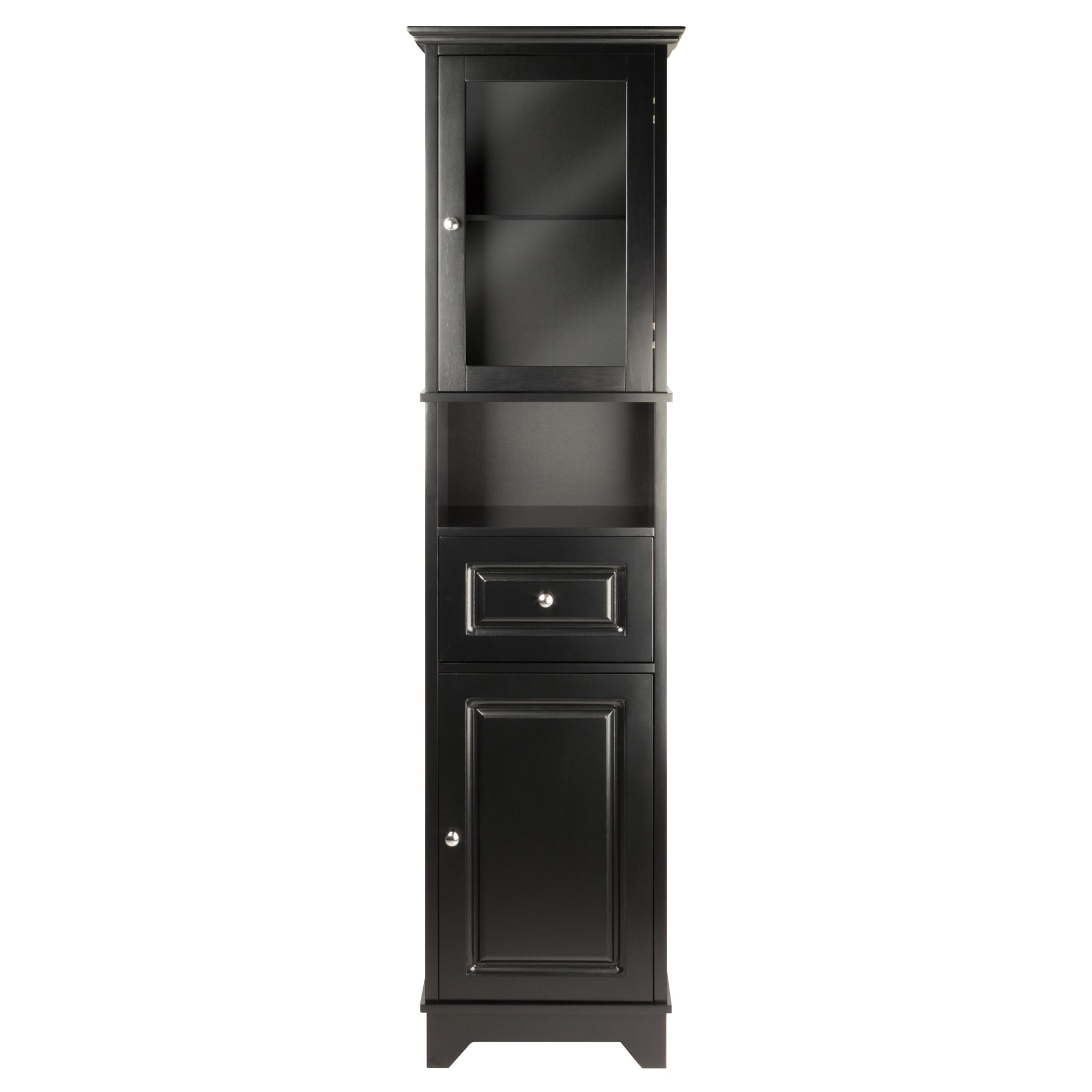 Winsome Wood Alps Tall Cabinet with Glass Door and Drawer - Stylish Storage for Living Room, Bedroom & Office - Perfect for Organizing Books, Decor & Essentials