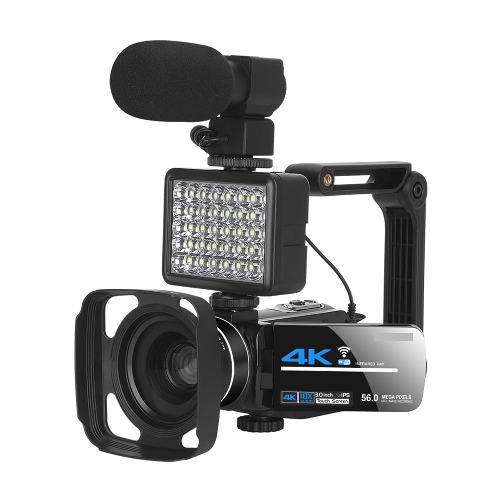 4K Ultra HD Camcorder with WiFi - 56MP Wide Angle Video Camera for Vlogging & Streaming