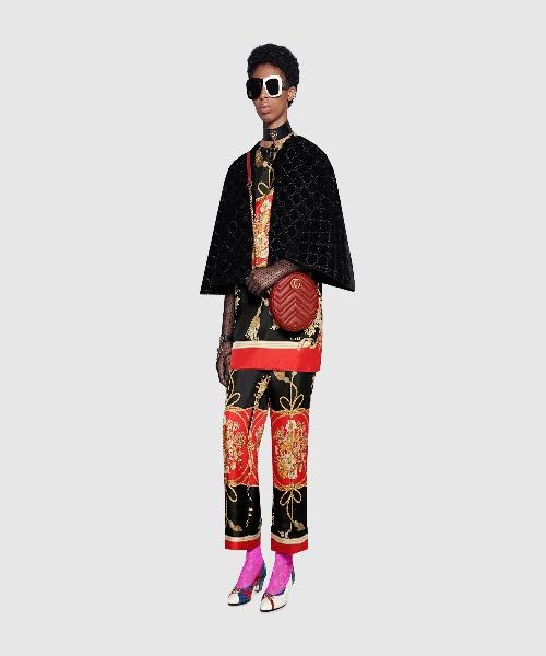 Gucci GG Marmont Mini Round Shoulder Bag in Hibiscus Red - Luxury Crossbody Purse for Women, Perfect for Date Night & Evening Events