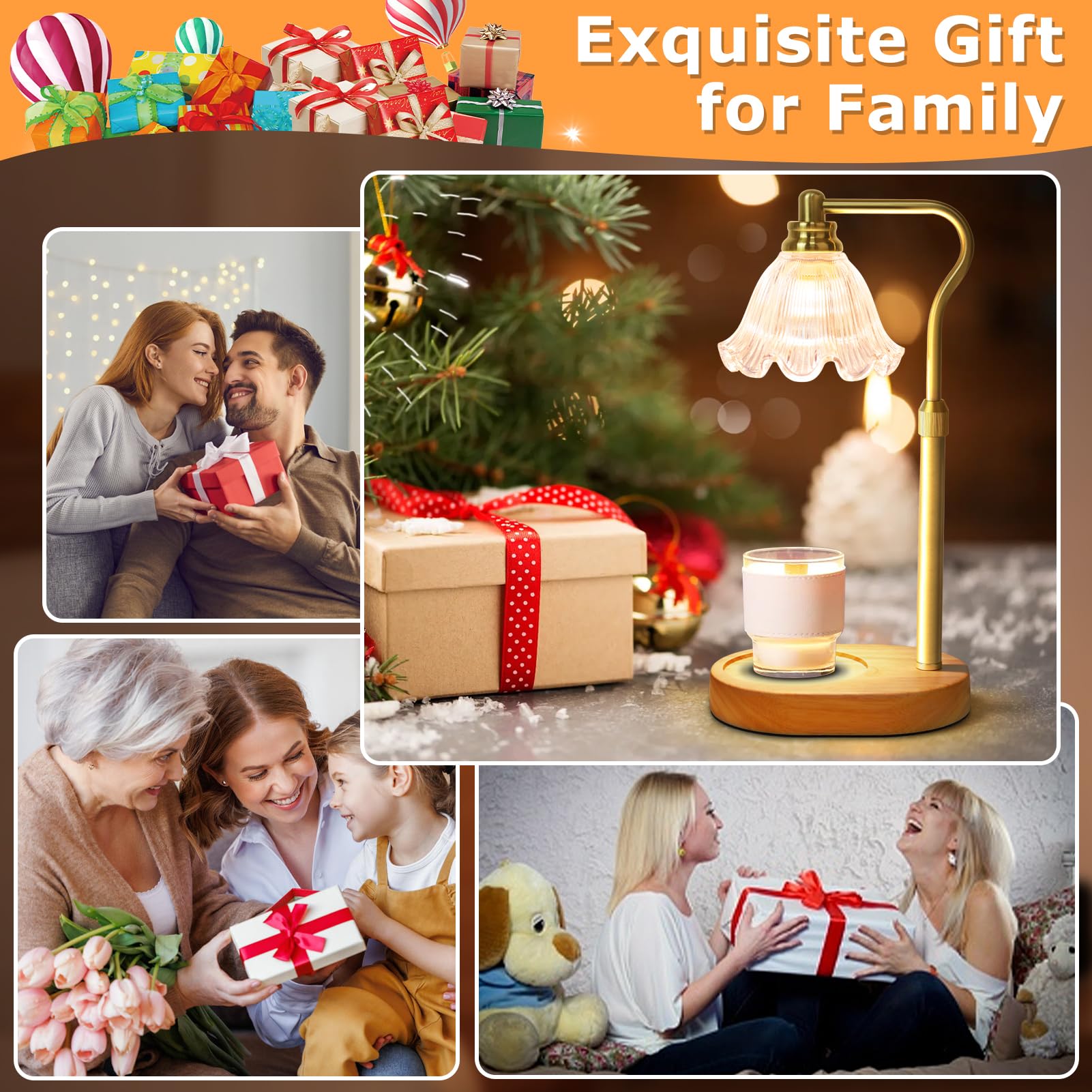 Electric Candle Warmer Lamp with Timer & Adjustable Height - Dimmable Wax Melt Warmer with 2 Bulbs for Scented Jar Candles | Home Decor, Aromatherapy & Mother's Day Gifts | Perfect for Living Room, Bedroom & Spa Relaxation