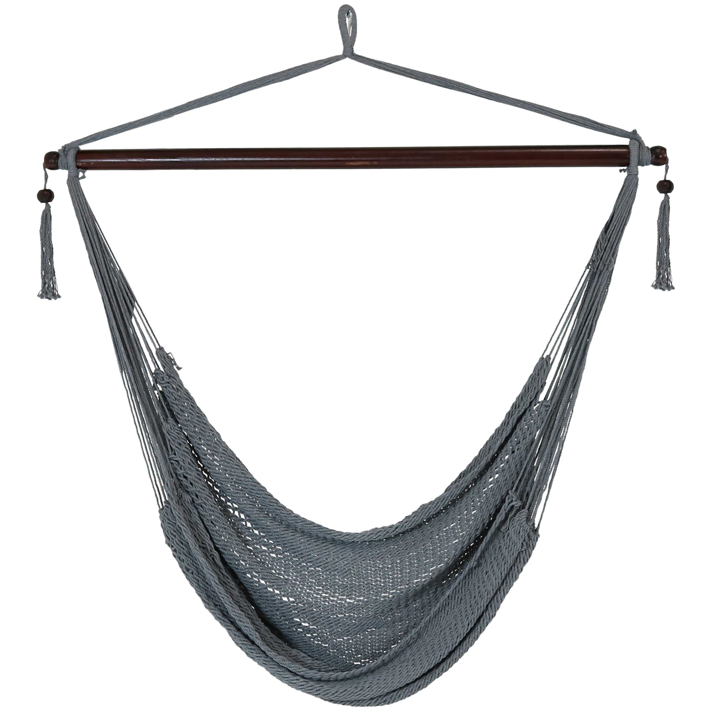 Sunnydaze Extra Large Hanging Caribbean Hammock Chair - Durable Outdoor Swing for Patio, Garden, Backyard & Poolside Relaxation