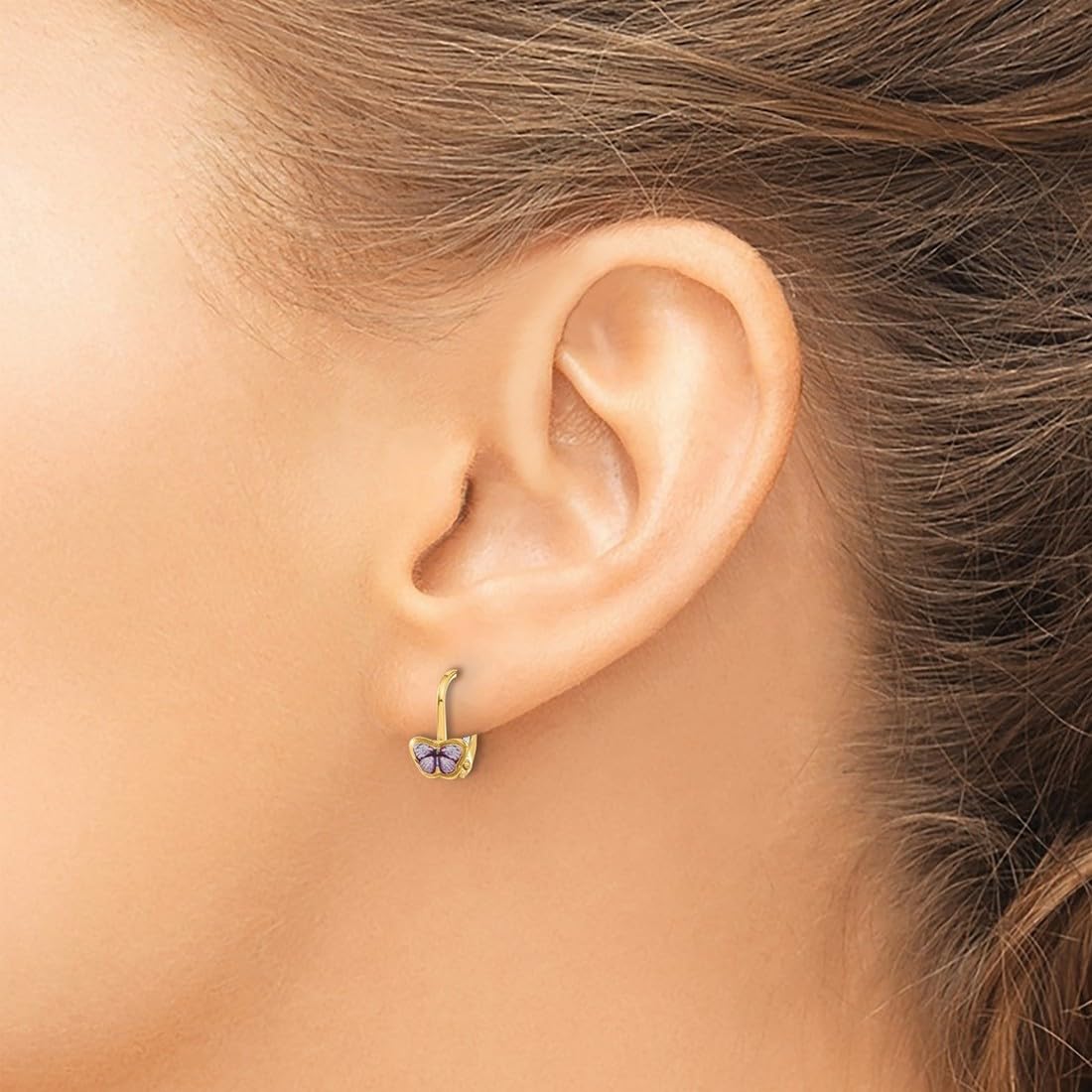 14K Gold Enamel Butterfly Angel Wings Hoop Earrings for Women & Teens - Elegant Dainty Jewelry for Everyday Wear, Gifts & Special Occasions