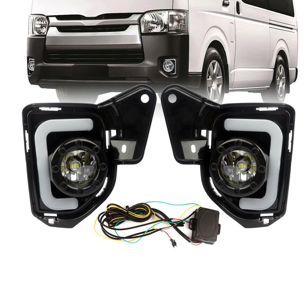1 Pair LED U-Shaped Daytime Running Fog Lights Kit - DRL Replacement for Toyota Hiace 2014-2016 - Bright White LED Car Lights for Enhanced Visibility & Safety (Perfect for Night Driving, Foggy Conditions & Urban Commuting)