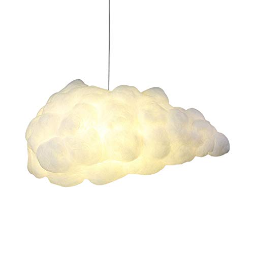 LITFAD Cotton Cloud Pendant Light - Modern Art Deco 1-Bulb White LED Hanging Ceiling Lamp for Dining Table, Bedroom & Living Room | Elegant Lighting for Hotels, Restaurants and Home Decor