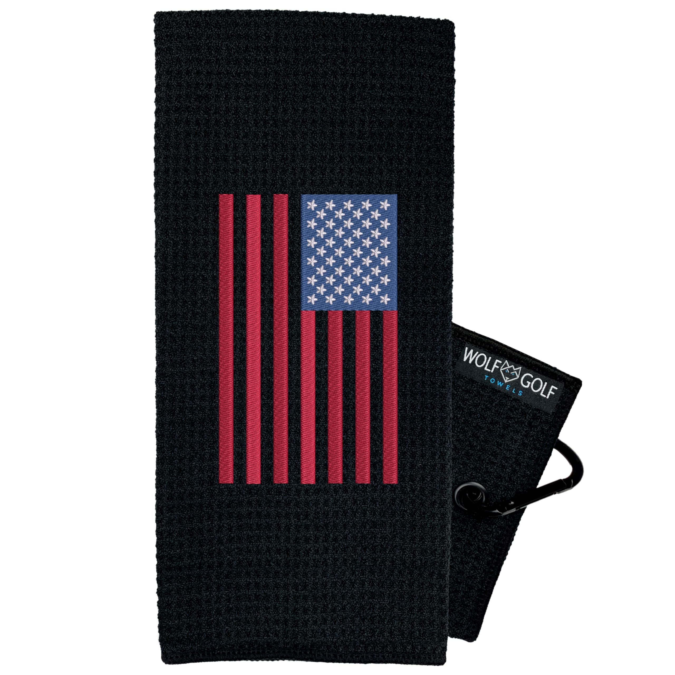 Wolf Golf Towels | Patriotic American Flag Golf Towel with Embroidered USA Design - Perfect Golf Gift for Men & Women - Durable Golf Accessories for Practice & Tournaments