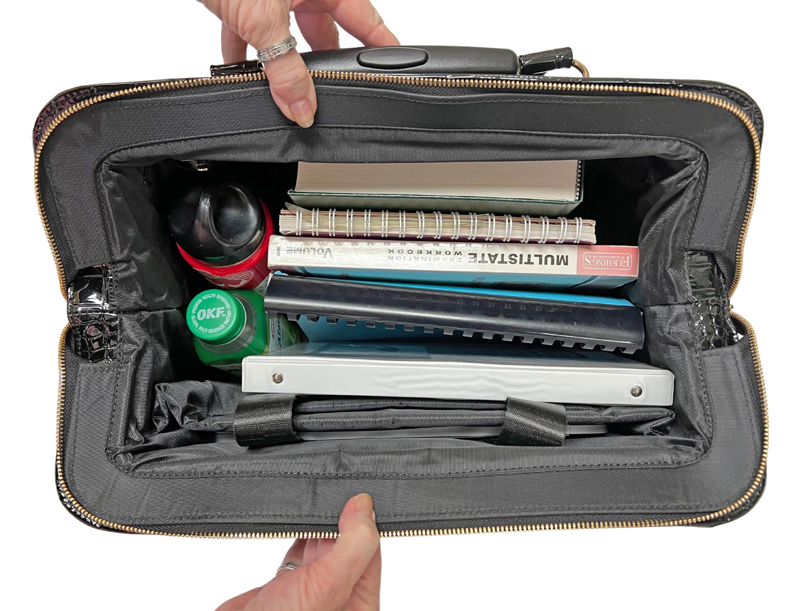 JKM & Company Rolling Laptop Briefcase - Purple & Black Wheeled Tote Bag for Business Travel, Office Commute & Airplane Carry-On | The Duchess Carryall with Computer Wheels