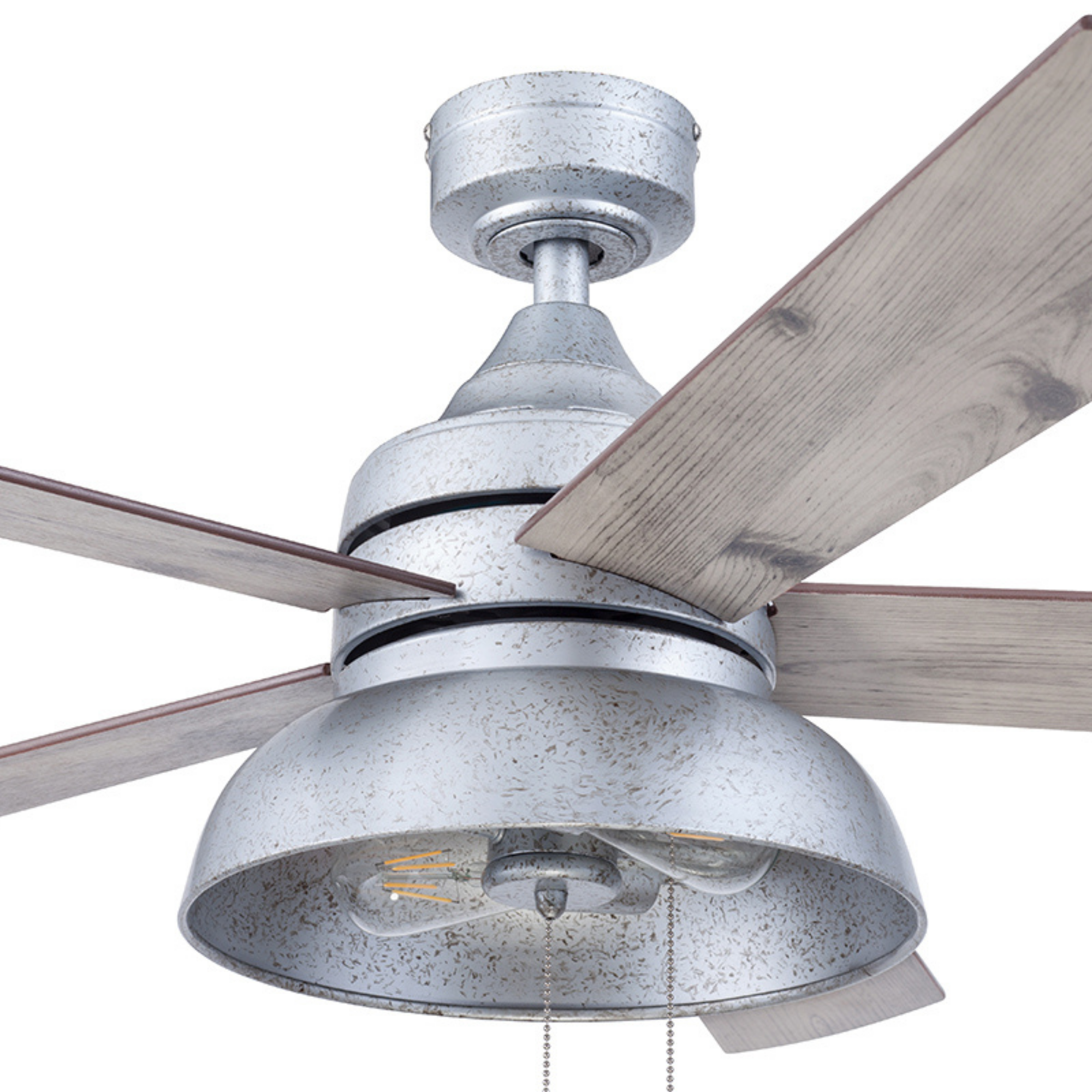 52 Inch Brightondale Galvanized Pull Chain Ceiling Fan - Indoor/Outdoor Use for Living Room, Bedroom, Patio & Covered Porch