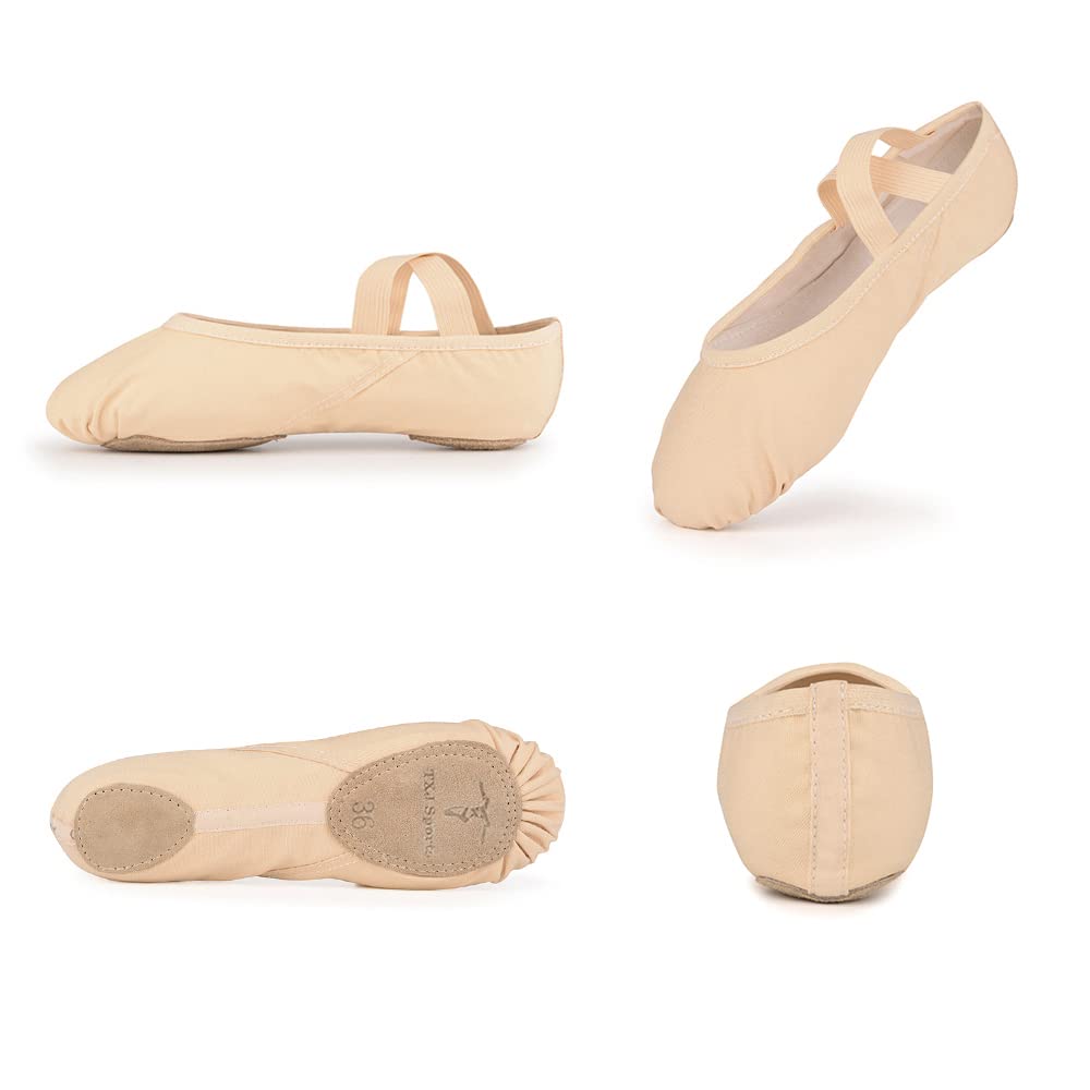 Women's Ballet Shoes for Dance & Yoga - Soft Canvas Ballet Slippers for Women & Girls - Perfect for Ballet Class, Yoga Practice & Dance Performances