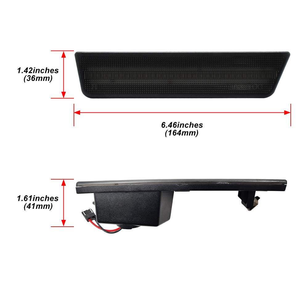 4Pcs Smoked Lens LED Side Marker Lights Kit - Amber Front & Red Rear for Dodge Challenger 2008-2014 - Direct OEM Replacement - Enhance Visibility & Style for Night Driving & Car Shows