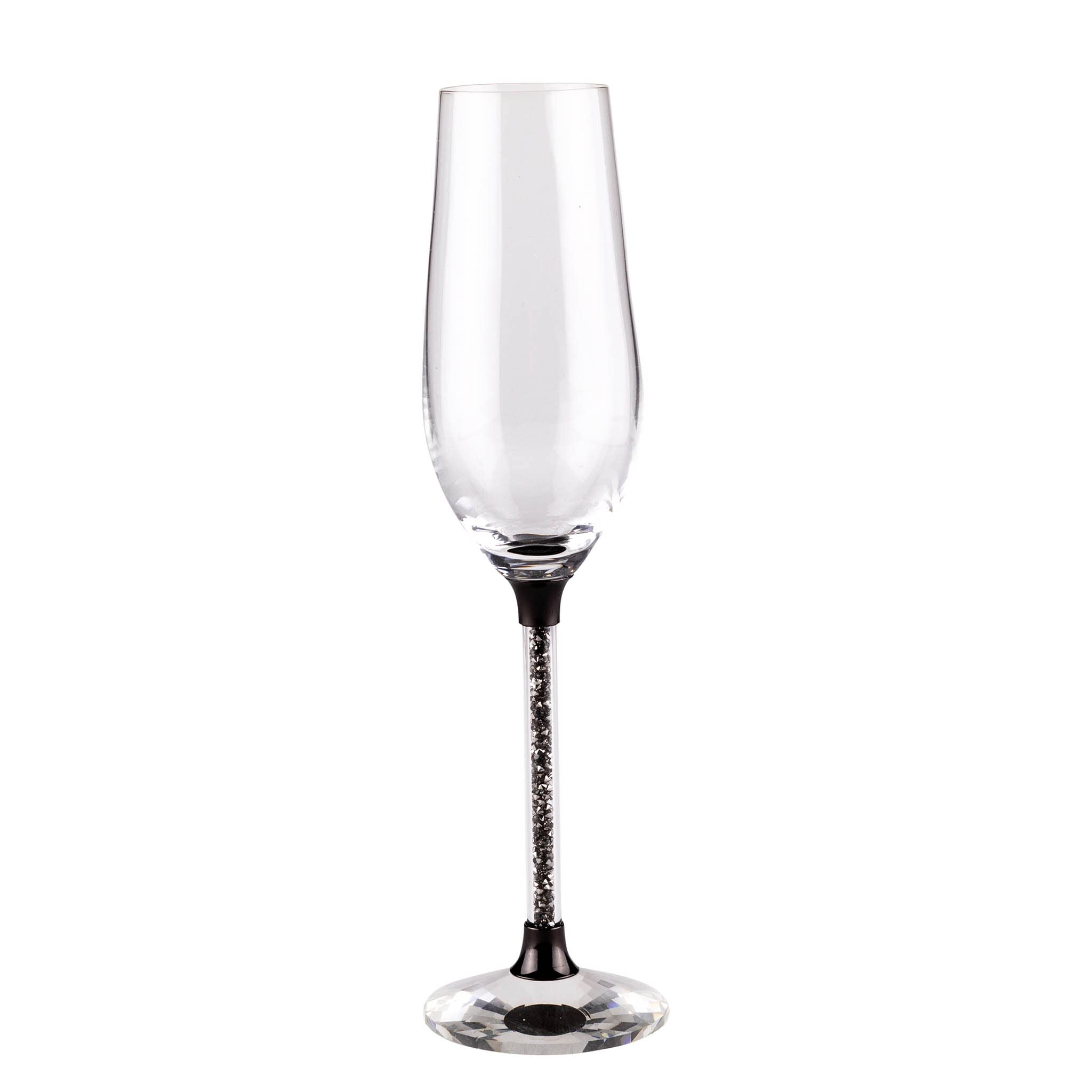 Elegant Vetrina Stem Toasting Flute - Premium Crystal Champagne & Cocktail Glasses for Weddings, Anniversaries, Parties & Everyday Use - Set of 6 Charcoal Glasses - Perfect for Romantic Dinners, Bridal Showers & Holiday Celebrations