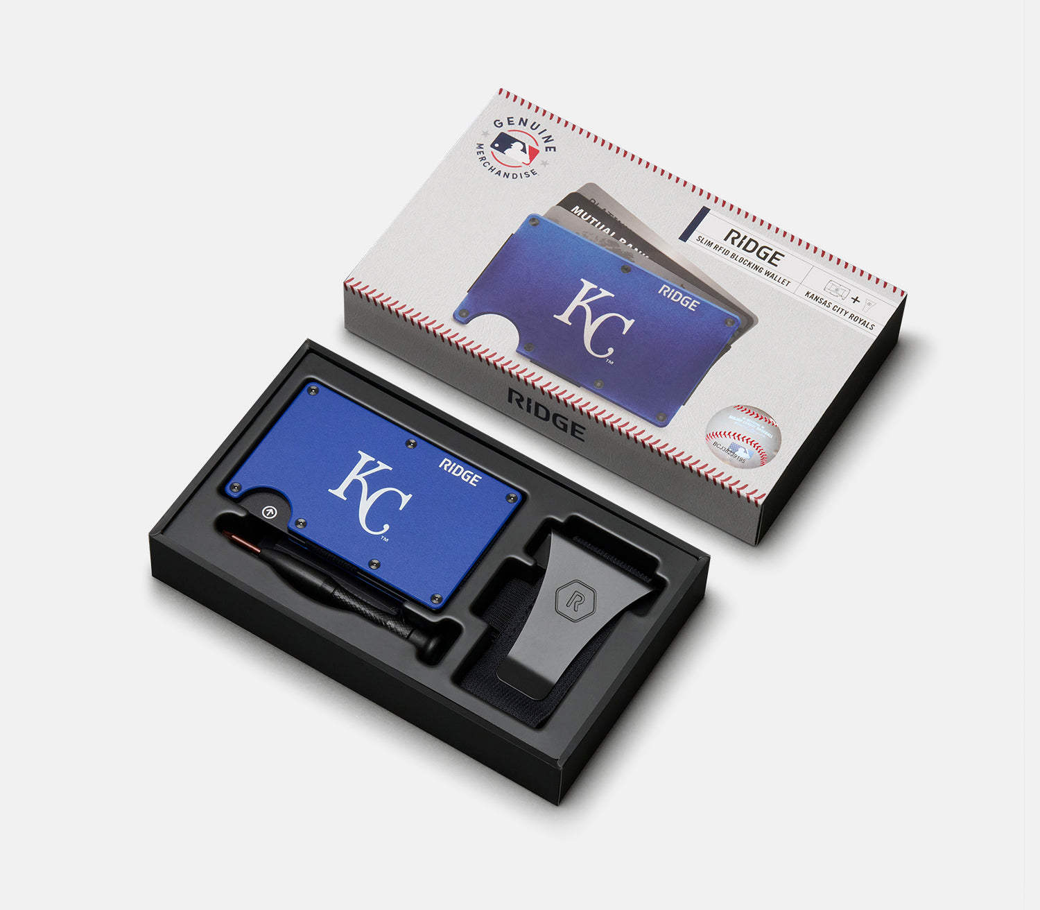 Ridge Wallet for Men - Slim RFID Blocking Minimalist Front Pocket Wallet - Kansas City Royals Edition - Perfect for Everyday Carry & Travel