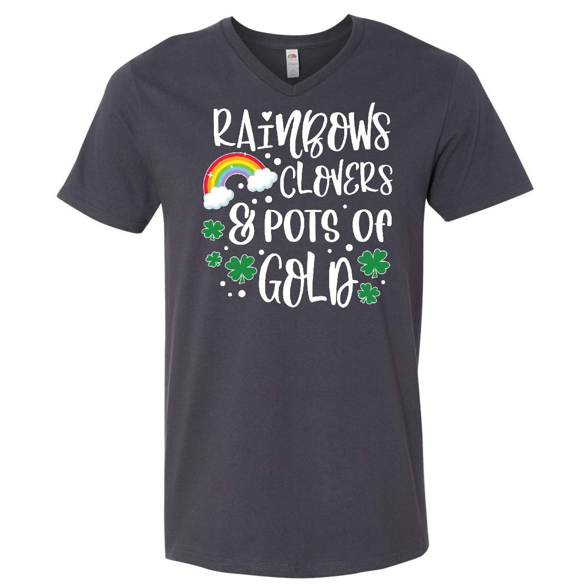 Inktastic St. Patrick's Day T-Shirt for Men - Rainbow, Clover & Pot of Gold Design V-Neck Tee | Perfect for Irish Festivals, Pub Crawls & St. Paddy's Day Celebrations
