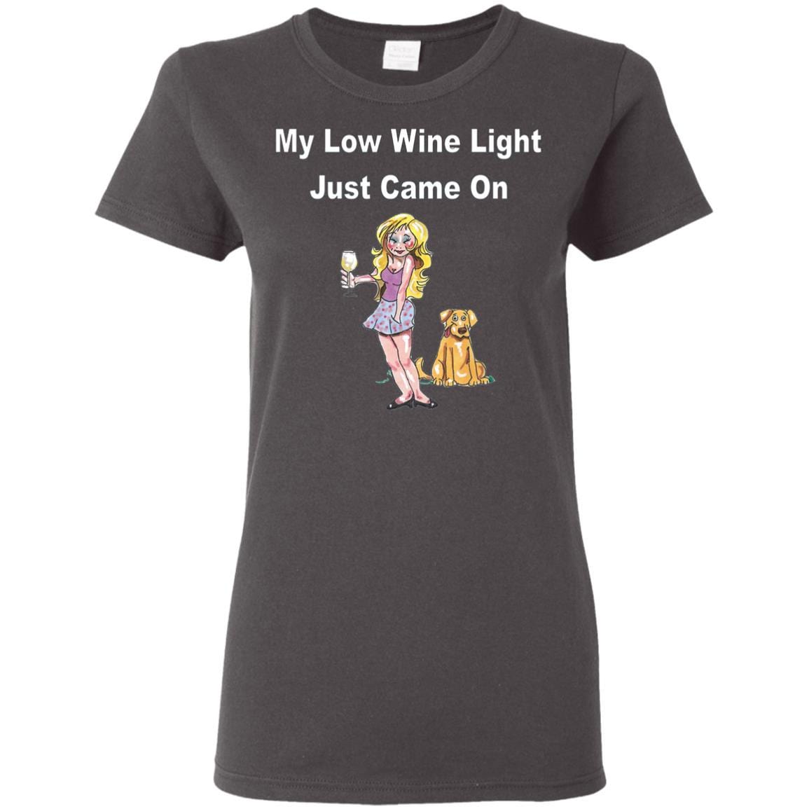 WineyBitches.co 'Low Wine Light Ladies' 5.3 oz. Comfortable Cotton T-Shirt for Women - Perfect for Casual Wear, Wine Tasting & Girls' Night Out