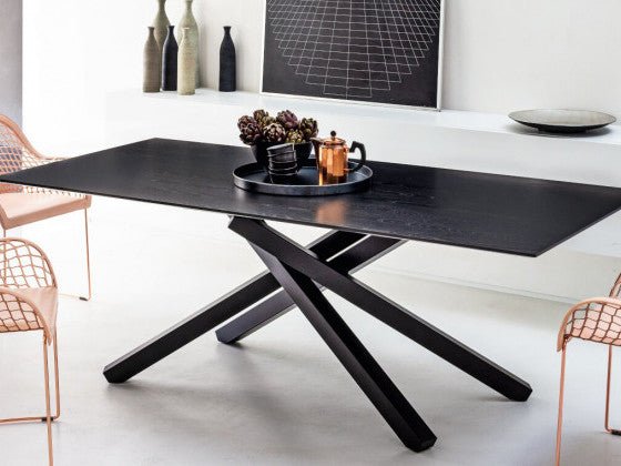 Midj Pechino Modern Dining Table - Elegant Wooden Kitchen Table for 6, Perfect for Family Dinners & Entertaining Guests