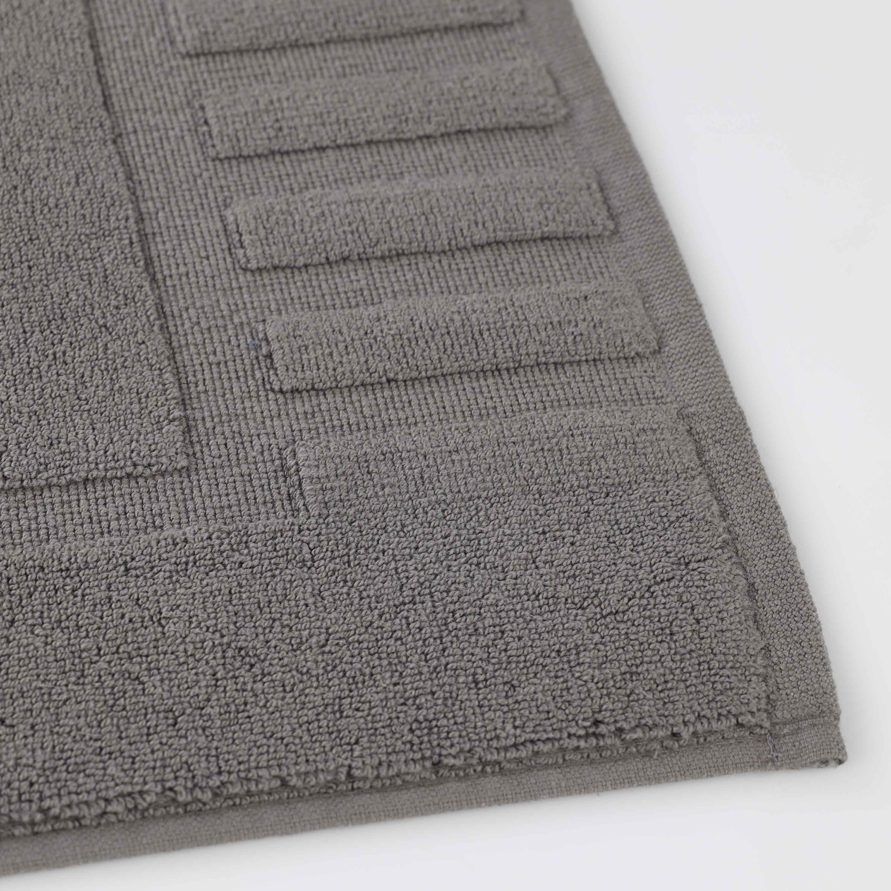 Premium Cotton Modern Geometric Border Bath Mat Set of 2 - Ultra Absorbent, Non-Slip, Quick Dry Bathroom Rug for Bath, Shower & Vanity Area