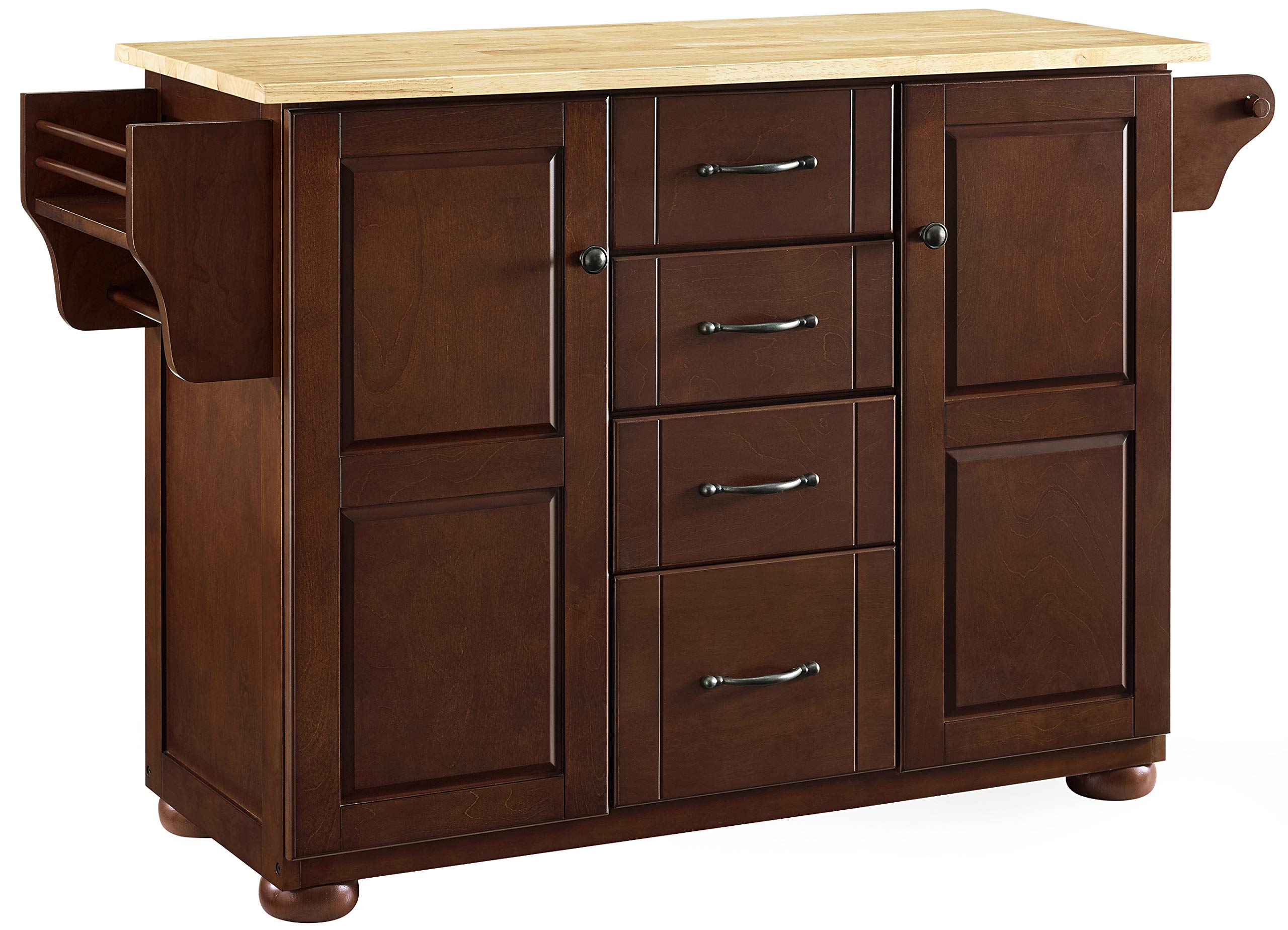 Crosley Eleanor Wood Top Kitchen Island with Spice Rack, Storage Drawers & Shelves - Mahogany Finish | Perfect for Small Kitchens, Pantry Organization & Extra Counter Space