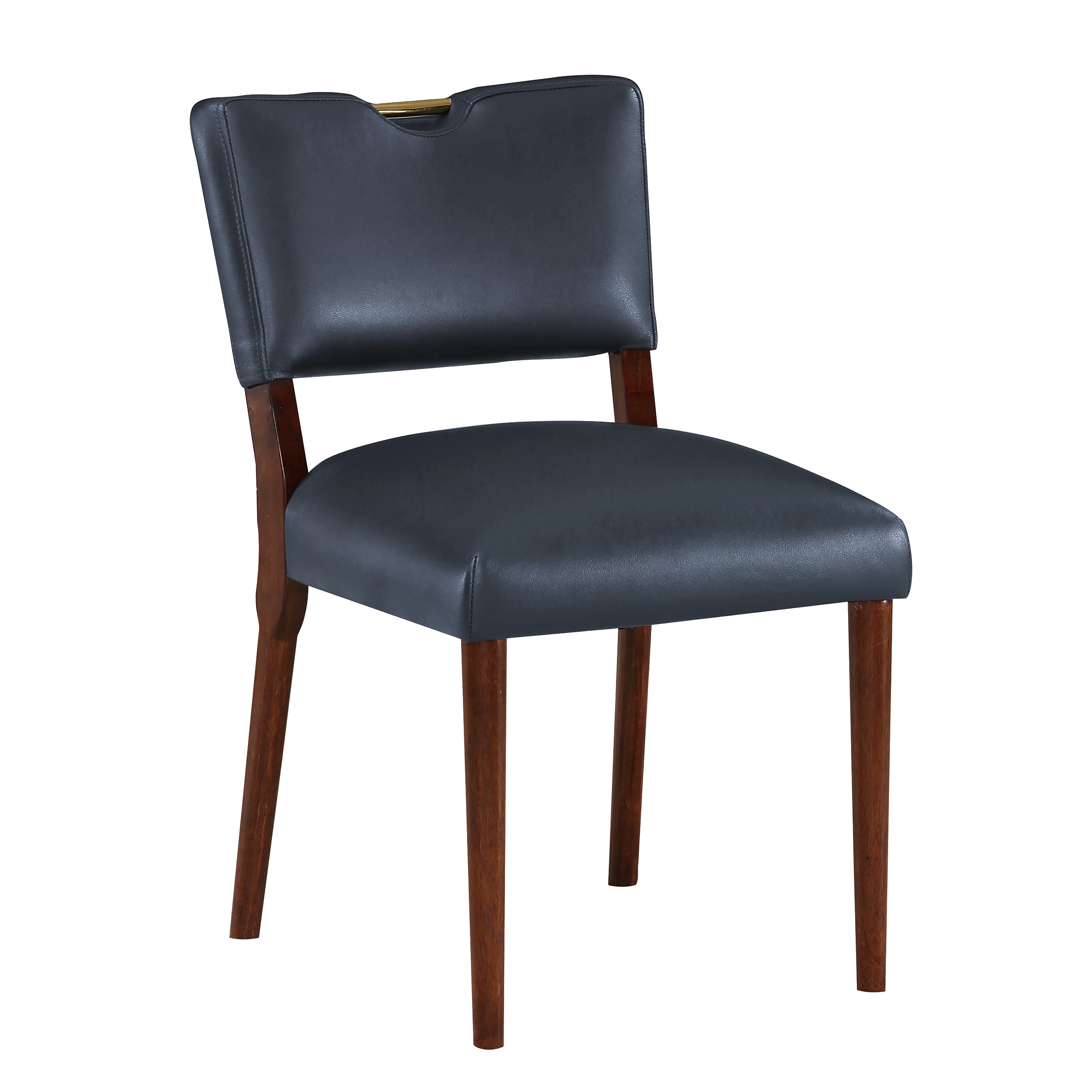 Bryson Midnight Blue Faux Leather Dining Chairs Set of 2 - Modern PU Leather Kitchen Chairs for Dining Room, Breakfast Nook & Home Office