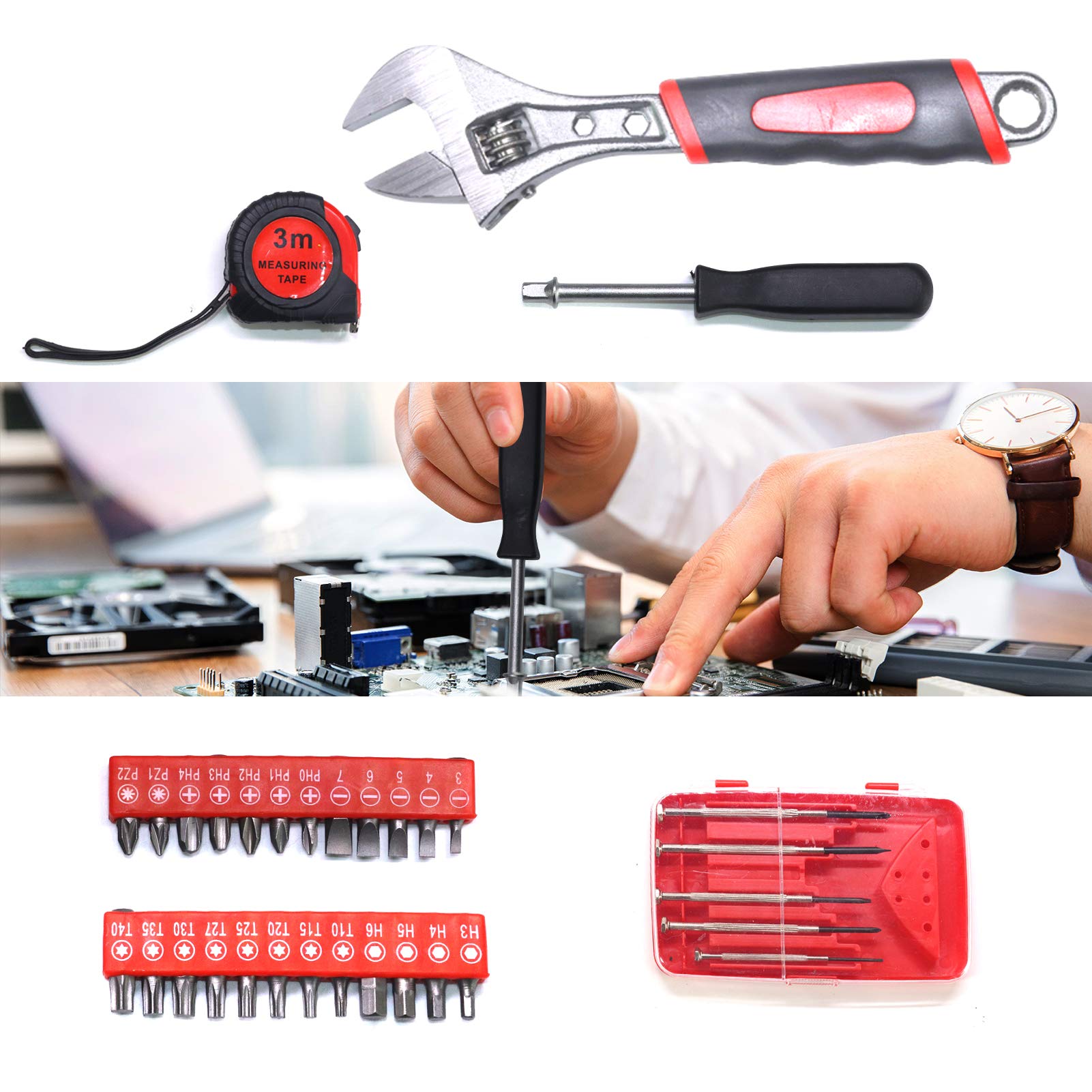Arcwares 799-Piece Aluminum Trolley Case Tool Set - Silver & Black Household Repair Kit with Tool Belt | Complete Hand Tool Collection for Home Maintenance, DIY Projects & Father's Day Gifts | Ideal for Plumbing, Electrical Work & Car Repairs