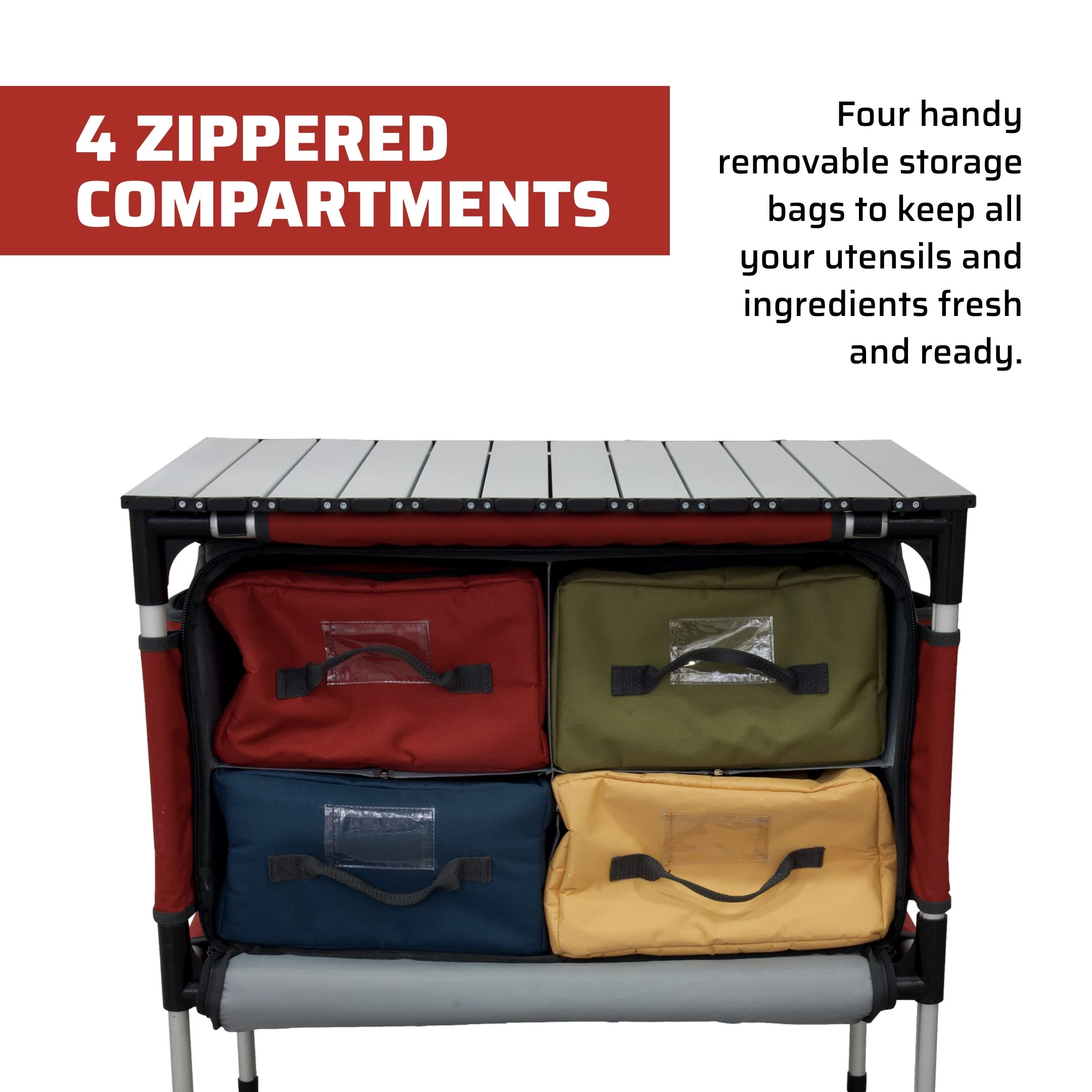 Camp Chef Sherpa Table & Organizer - Portable Aluminum Camping Table for Outdoor Cooking & Gear Storage - Perfect for Camping, Picnics & Backyard BBQs