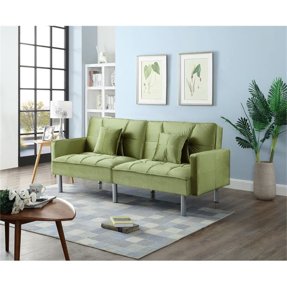 Legend Vansen Velvet Convertible Sofa Bed - Sleeper Couch with Removable Pillows for Living Room, Guest Room & Small Spaces