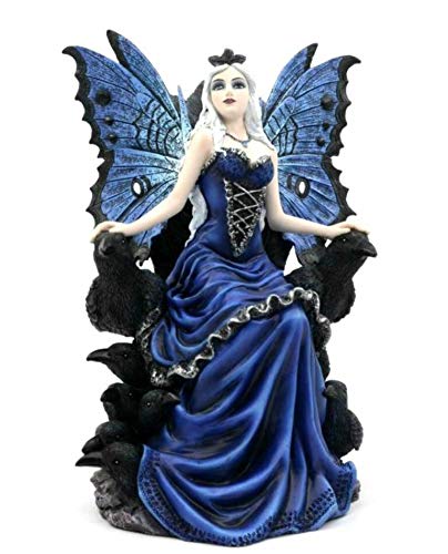 Dark Fairy and Ravens Companion Sculpture Statue - Mythical Creatures Figurine for Home Decor, Gothic Gift for Fantasy Lovers, Perfect for Bookshelf, Office, or Halloween Display