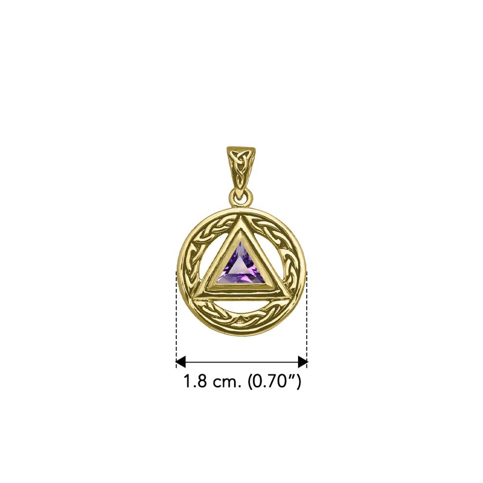 Celtic AA Symbol 14K Yellow Gold Pendant with Genuine Gemstone - Perfect for Spiritual Jewelry & Meaningful Gifts
