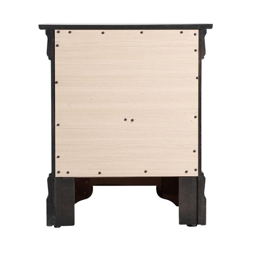 Glory Furniture Louis Phillipe 2 Drawer Nightstand in Black - Elegant Bedside Table for Bedroom Decor & Storage | Perfect for Master Bedroom, Guest Room, or Apartment