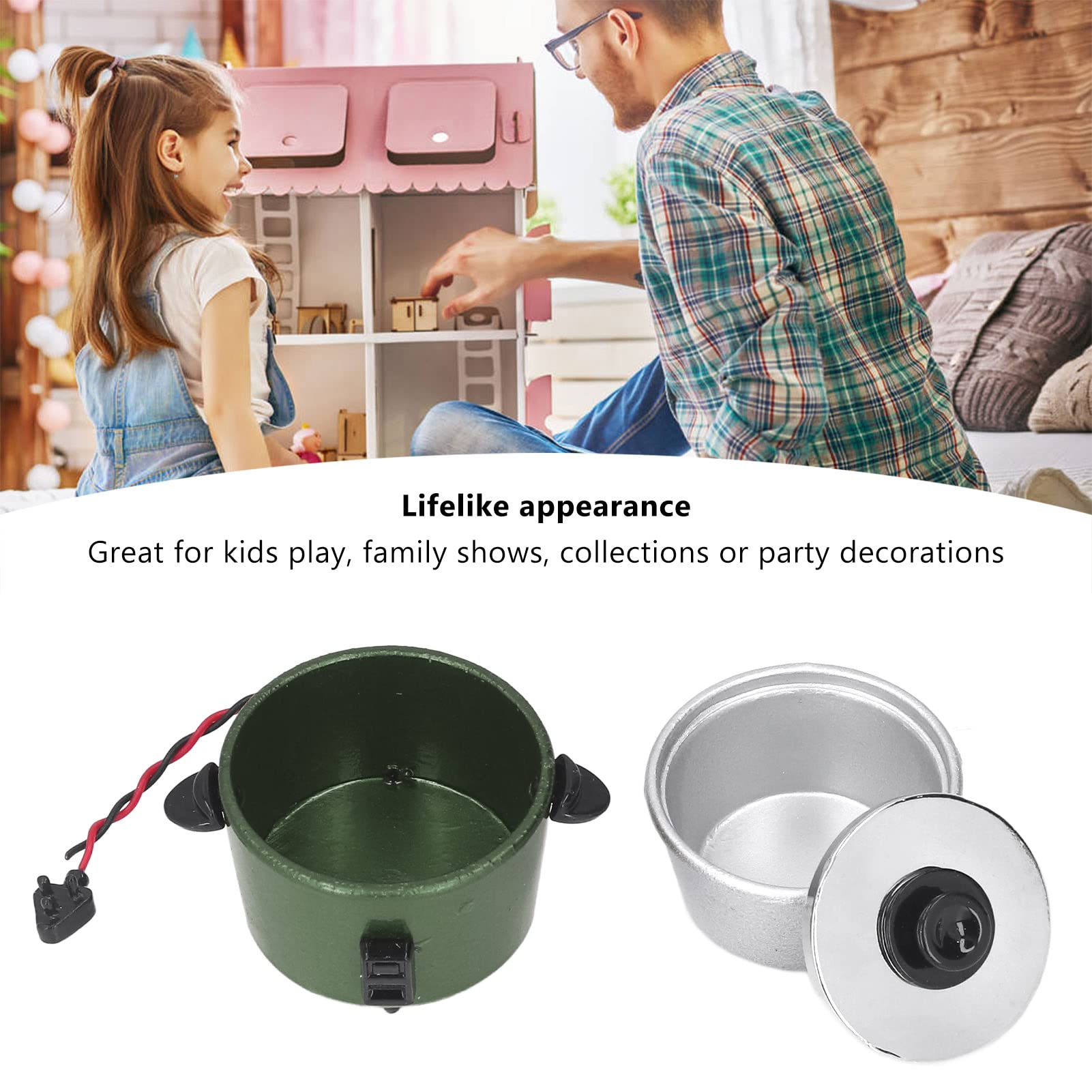 Mini Rice Cooker Toy for Kids - Pretend Play Kitchen Appliance Enhances Imagination | Perfect for Dollhouse & Role-Playing Games (Green)