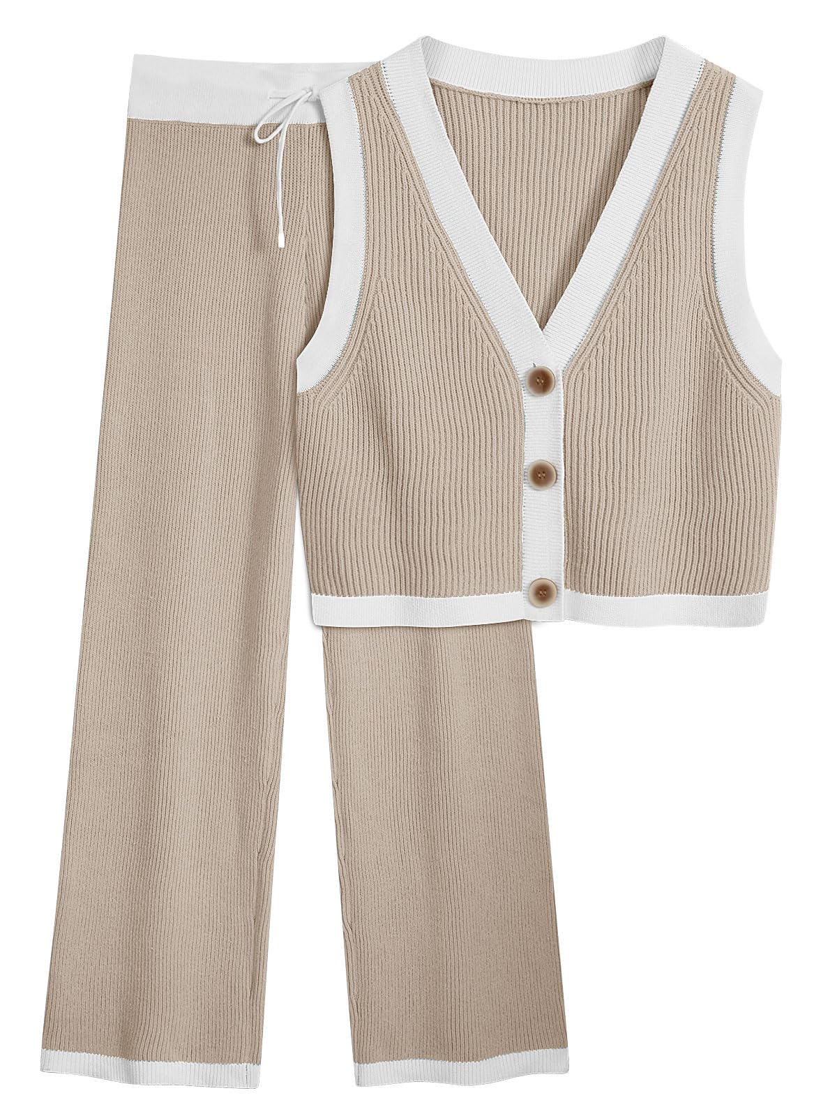 LILLUSORY Women's 2-Piece Knit Vest & Sweatsuit Set - Summer Casual Outfit for Lounge, Travel & Streetwear Fashion