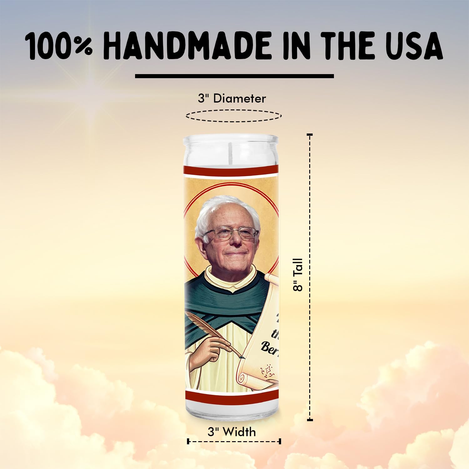 Bernie Sanders Soy Wax Candle - Funny Saint Candle in Glass Jar - Unique Gift for Democracy Lovers - Perfect for Home Decor & Gifting