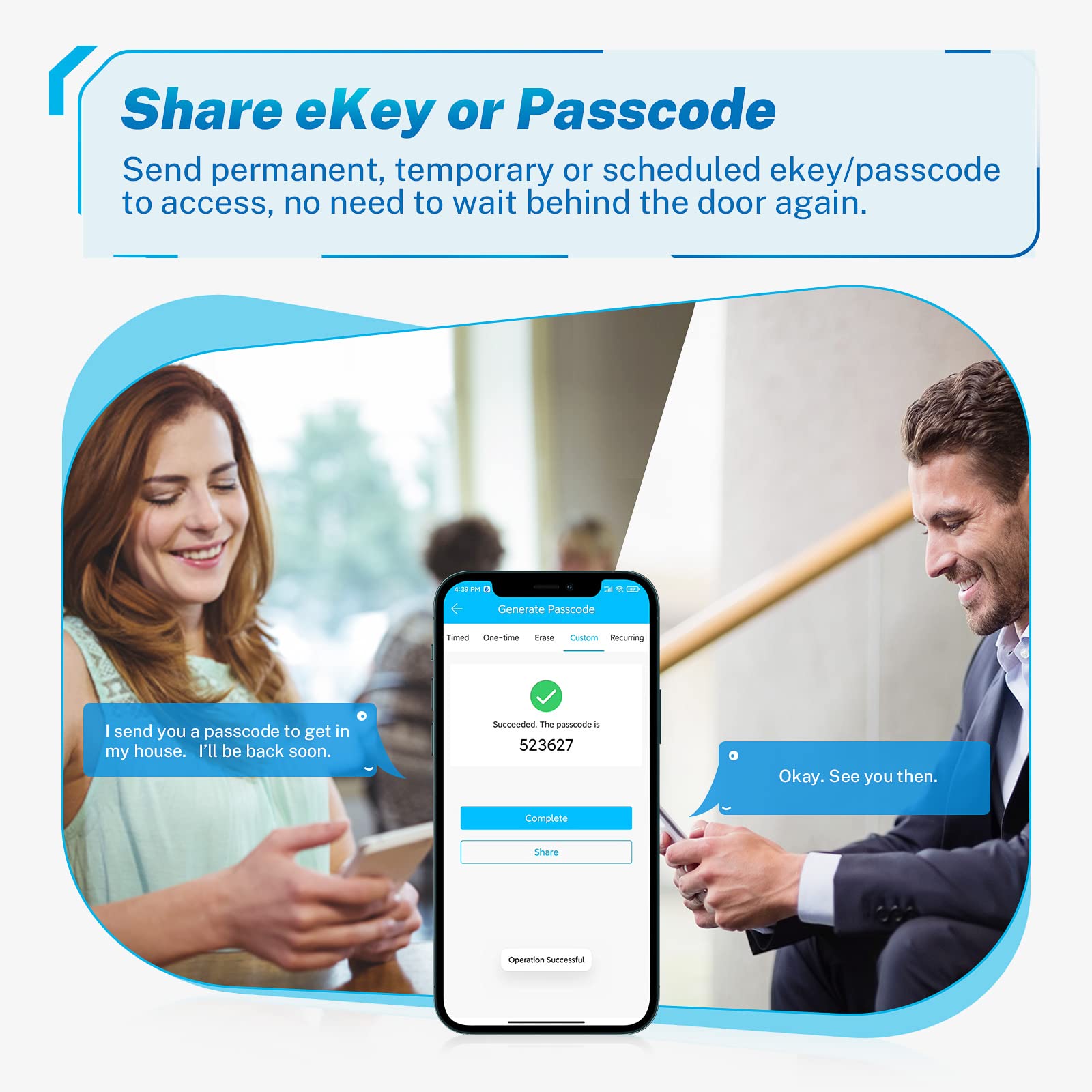 KUCACCI Smart WiFi Door Lock with Keypad & Handle - Keyless Entry, Remote Control via App, Auto-Lock - Perfect for Homes, Apartments & Vacation Rentals (White)